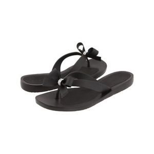 GUESS Womens Black Bow Accent Comfort Tutu Round Toe Slip On Flip Flop Sandal 35